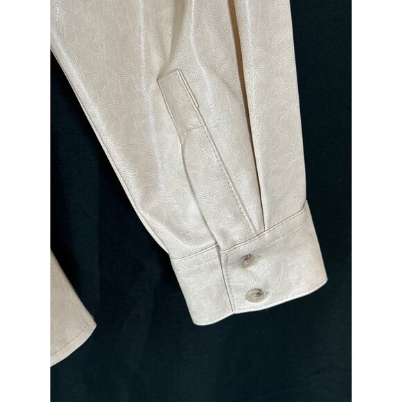 FORMING Faux Leather Button Shirt S Shacket Classic Luxury Retro Streetwear - Picture 9 of 16